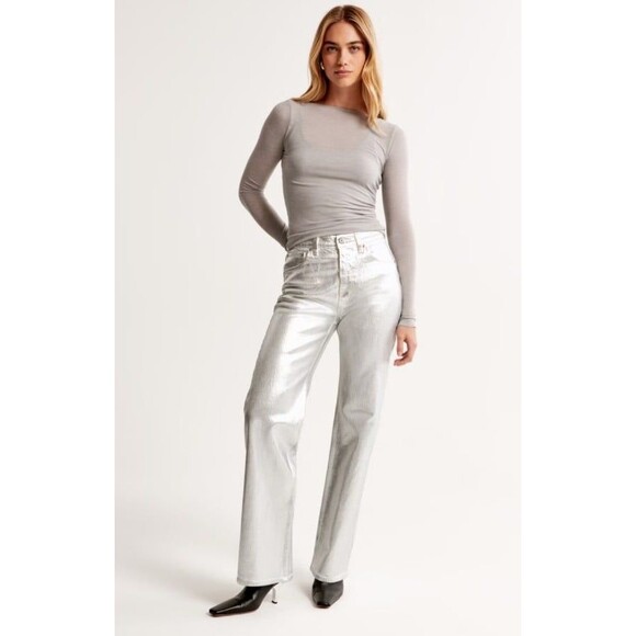 NWT Abercrombie and Fitch silver High Rise 90s Relaxed Jean size 24 / 00 - Picture 10 of 10